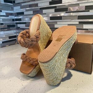 NWT Stuart Weitzman Braided Espadrille Platform Wedges